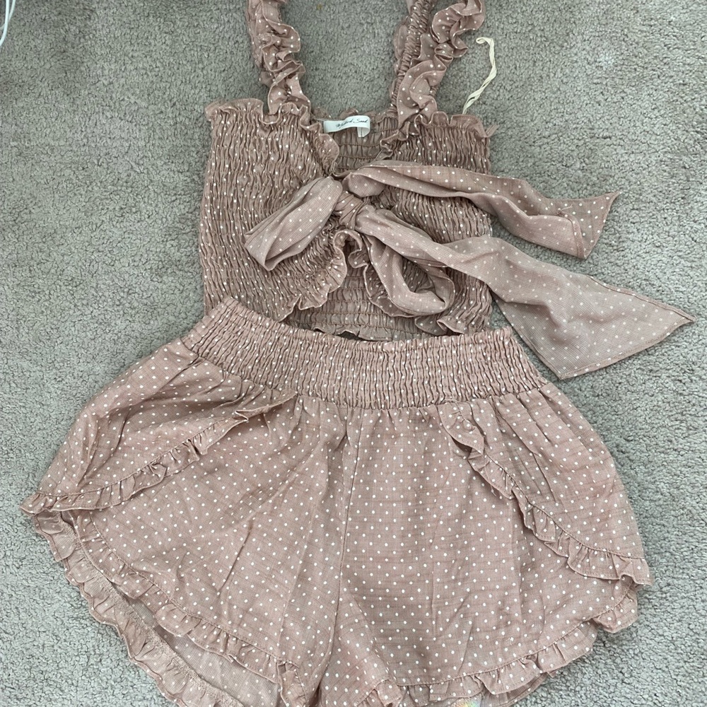 Mustard Seed These three boutique smocked pocka dot set
